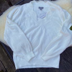NWT Soft White Scalloped Neck Sweater
